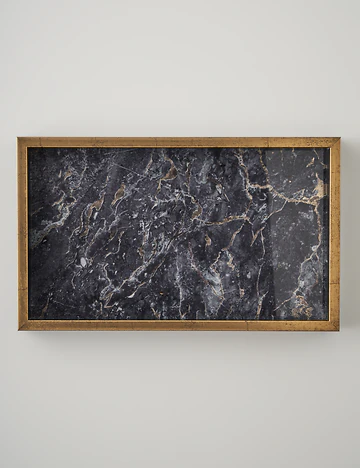 Marmo Dekoratif Cam Tepsi Siyah (22x37 cm)