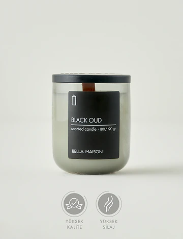 Black Oud Ahşap Fitilli Soy Wax Mum