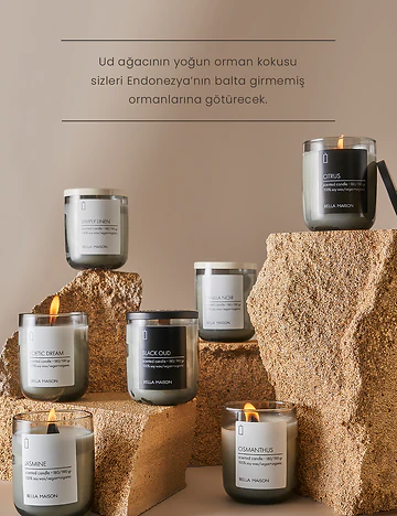 Black Oud Ahşap Fitilli Soy Wax Mum
