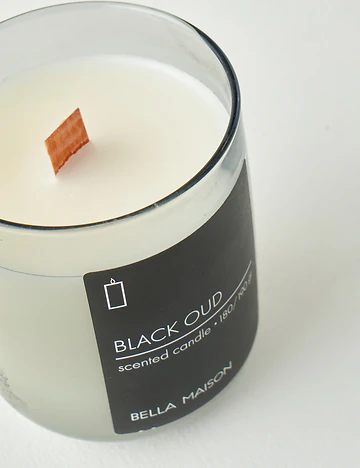Black Oud Ahşap Fitilli Soy Wax Mum