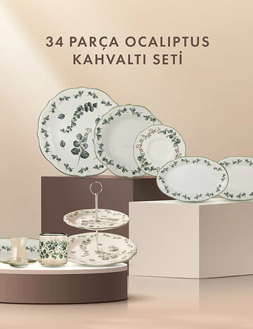 Ocaliptus 34 Parça Kahvaltı Seti Yeşil