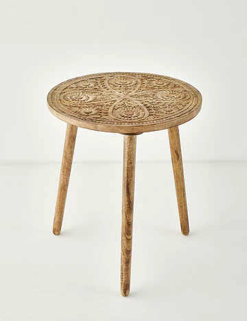 Opra Mango Ağacı Sehpa Naturel (40x40x45 cm)