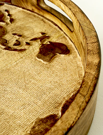 Tina Mango Ağacı Dekoratif Tepsi Naturel (45x5x45 cm)