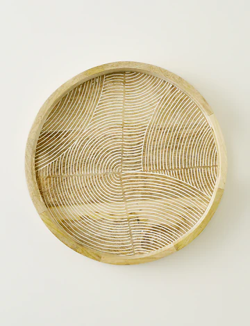 Luna Mango Ağacı Dekoratif Tepsi Naturel (38x38x5 cm)