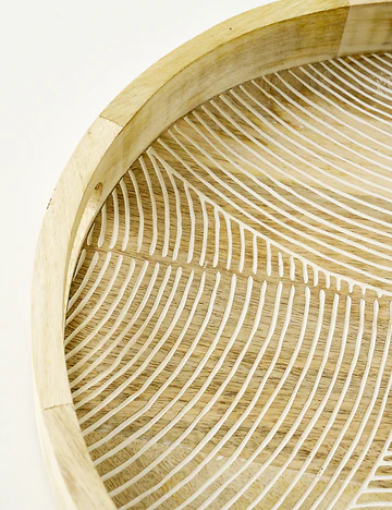 Luna Mango Ağacı Dekoratif Tepsi Naturel (38x38x5 cm)