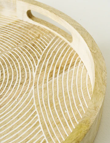 Luna Mango Ağacı Dekoratif Tepsi Naturel (38x38x5 cm)