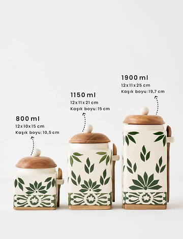 Molly Seramik Kavanoz Krem (800 ml)