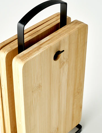 Miron 6'lı Standlı Kesme Tahtası Naturel (16x5x30 cm)