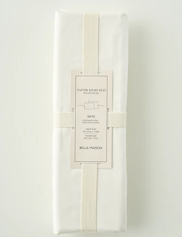 %100 Pamuk Saten Supreme 2'li Yastık Kılıfı Beyaz (50x70 cm)