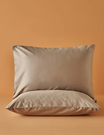 %100 Pamuk Saten Supreme 2'li Yastık Kılıfı Vizon (50x70 cm)