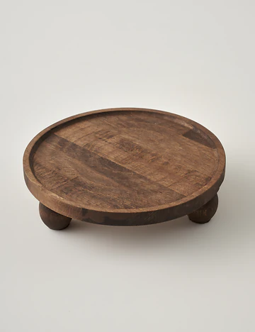 Wooden Ahşap Yuvarlak Sunum Standı Naturel (25 cm)