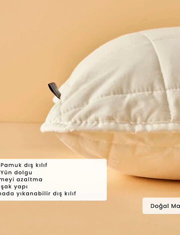 Deluxe Yün Yastık Beyaz (50x70)