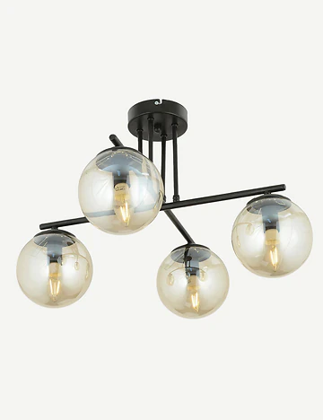Dolly 4'lü Bal Camlı Avize Siyah (76x36 cm)