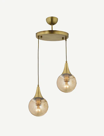 Ivory 2'li Sarkıt Avize Bal Camlı Eskitme (30x70 cm)