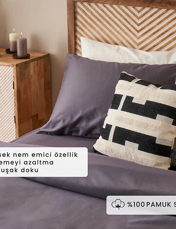 %100 Pamuk Saten Supreme Basic Çift Kişilik Nevresim Seti Antrasit (200x220 cm)