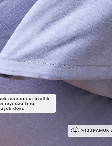 %100 Pamuk Saten Supreme 2'li Yastık Kılıfı Mavi (50x70 cm)