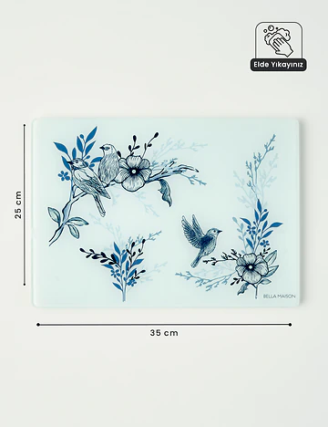 Bleu Blanc Cam Kesme Tahtası Mavi (35x25 cm)