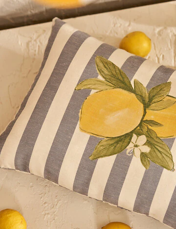 Lemoncello Pamuklu Baskılı Kırlent Kılıfı Mavi (35x50 cm)
