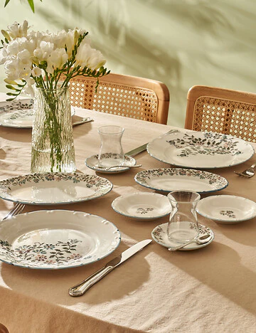 Vintage 50 Parça 6 Kişilik Sofra Seti Mavi