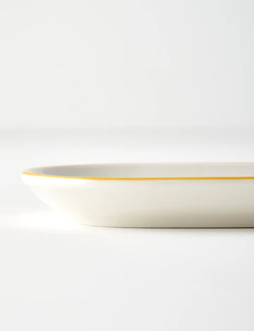 Line Oval Porselen Sunum Tabağı Sarı (18x11 cm)