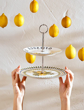 Lemoncello Porselen 2 Katlı Kurabiyelik