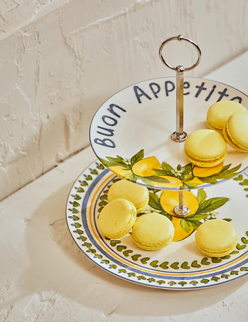 Lemoncello Porselen 2 Katlı Kurabiyelik