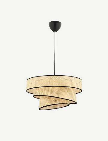 Levi 3 Katlı Rattan Sarkıt Naturel-Siyah (40x70 cm)