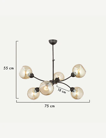 Leto 6'lı Avize Siyah (75x55 cm)