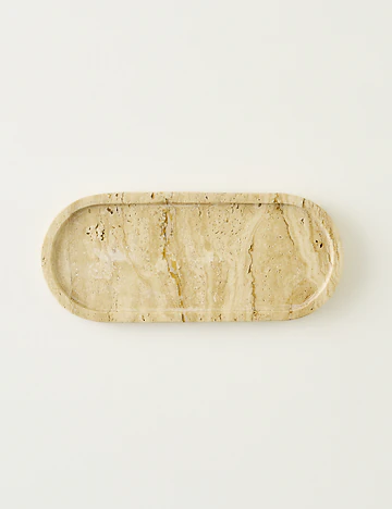 Ephesus Traverten Oval Dekoratif Tabak Naturel (12x28 cm)