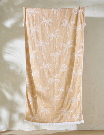 %100 Pamuk Palm Peştamal Hardal (90x160 cm)