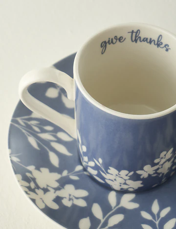 Thankful 2'li Porselen Kahve Fincanı Seti Mavi (90 cc)