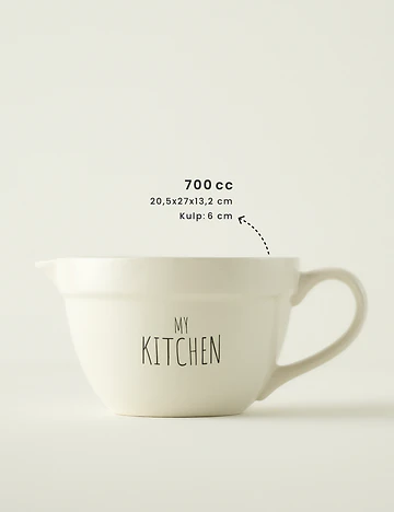My Kitchen Seramik Karıştırma Kasesi Beyaz (1700 cc)