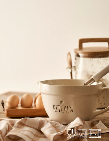 My Kitchen Seramik Karıştırma Kasesi Beyaz (1700 cc)