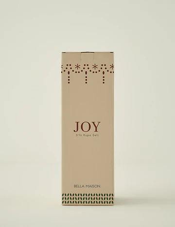 Joy Stoneware Yılbaşı 3'lü Kupa Seti Krem (390 cc)