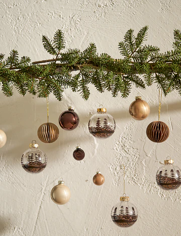 Christmas 3'lü Dekoratif Süs Kahverengi (8 cm)