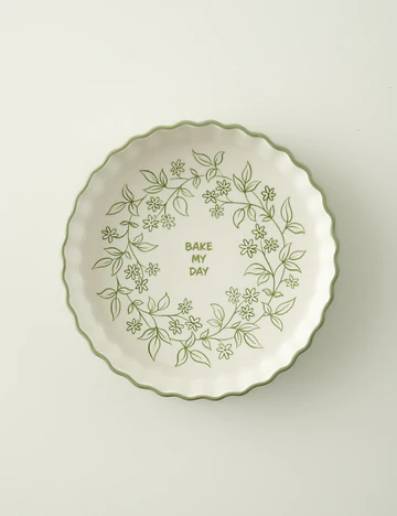 Floral Stoneware Fırın Kabı Beyaz (26x5 cm)