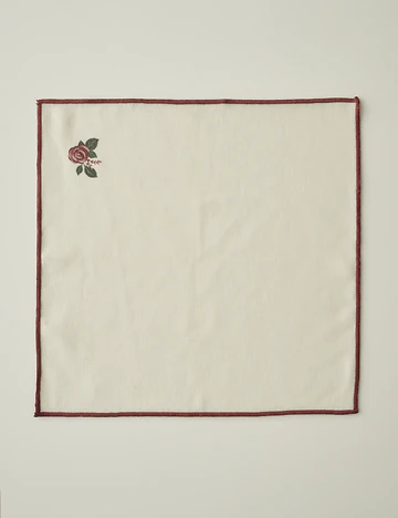 Rose Baskılı Peçete Krem (40x40 cm)