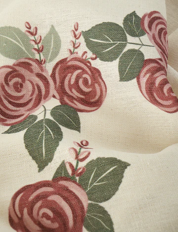Rose Baskılı Masa Örtüsü Krem (150x250 cm)