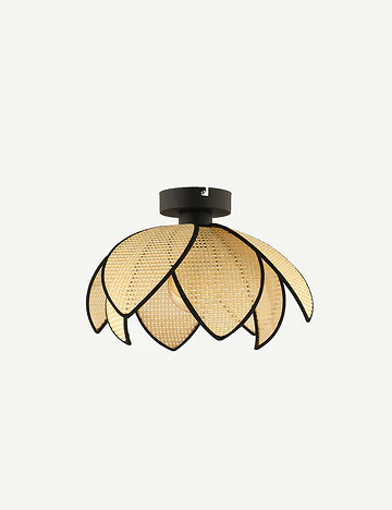Amaya Plafonyer Rattan Avize Krem-Siyah (26x20 cm)
