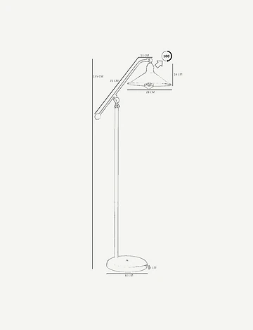 Piper Metal Başlıklı Lambader Siyah (25x30x155 cm)