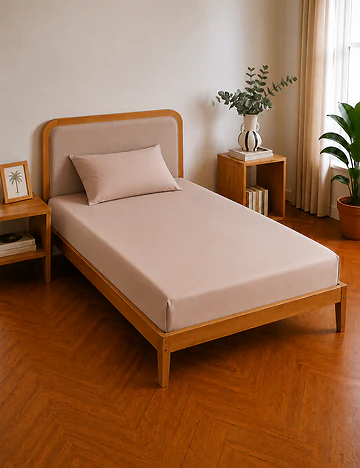 %100 Pamuk Saten Supreme Basic Tek Kişilik Lastikli Çarşaf Vizon (100x200x35 cm)