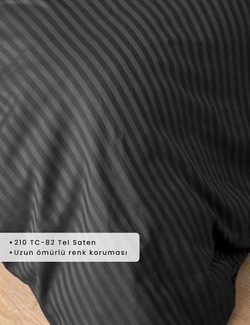 Premium Tencel Çift Kişilik Saten Nevresim Seti Antrasit (200x220 cm)