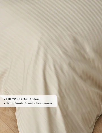 Premium Tencel King Size Saten Nevresim Seti Bej (240x220 cm)