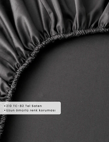 Premium Tencel King Size Lastikli Saten Çarşaf Antrasit (180x200x35 cm)
