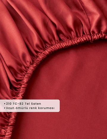 Premium Tencel King Size Lastikli Saten Çarşaf Bordo (180x200x35 cm)