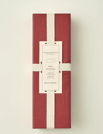 %100 Pamuk Saten Supreme 2'li Yastık Kılıfı Bordo (50x70 cm)