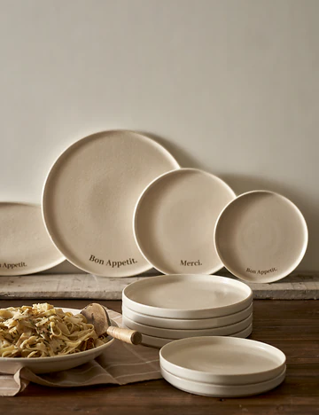 Parisien Porselen Pasta Tabağı 4'lü Krem (21 cm)