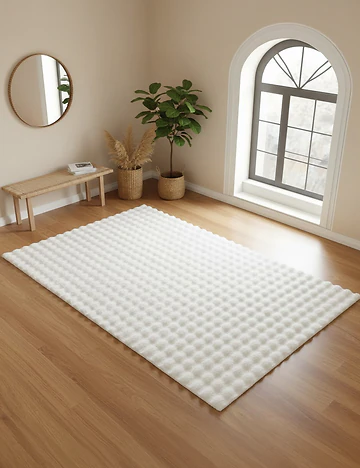 Bubble Peluş Halı Beyaz (100x300 cm)