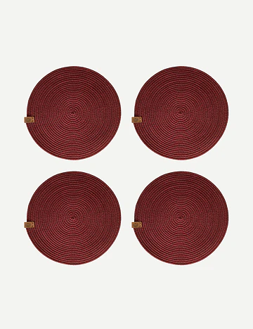 %100 Pamuk Lino Amerikan Servis 4'lü Bordo (36 cm)