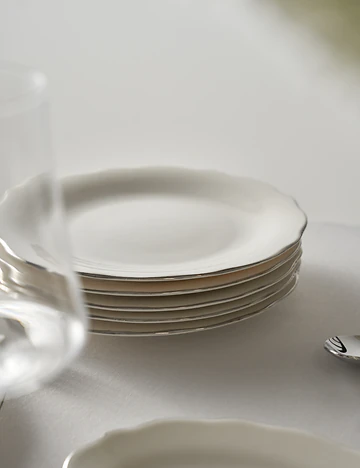 Victoria Porselen 24 Parça 6 Kişilik Yemek Takımı Silver